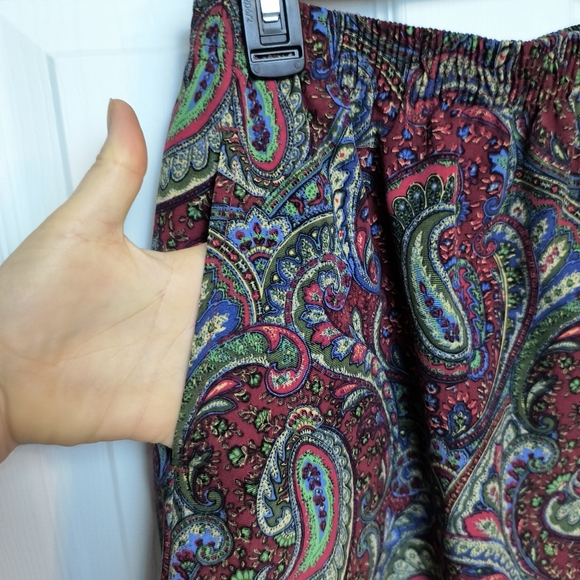 Vintage Bonworth Paisley Print Boho Hippie Midi Skirt Stretch Pockets MP - Picture 5 of 10